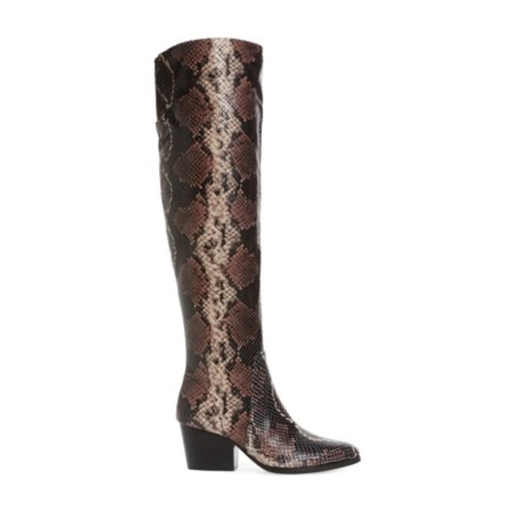 NEW Vince Camuto NESTEL Leather Multi Snake Round Toe Knee High Boot A294